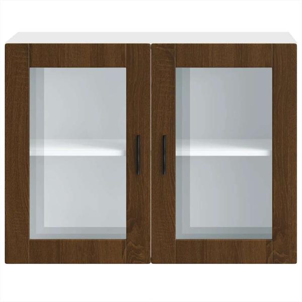Küchen-Hängeschrank mit Glastür Porto Braun Eichen-Optik