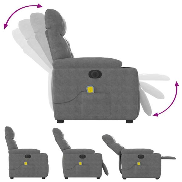 Massagesessel Elektrisch Dunkelgrau Mikrofasergewebe