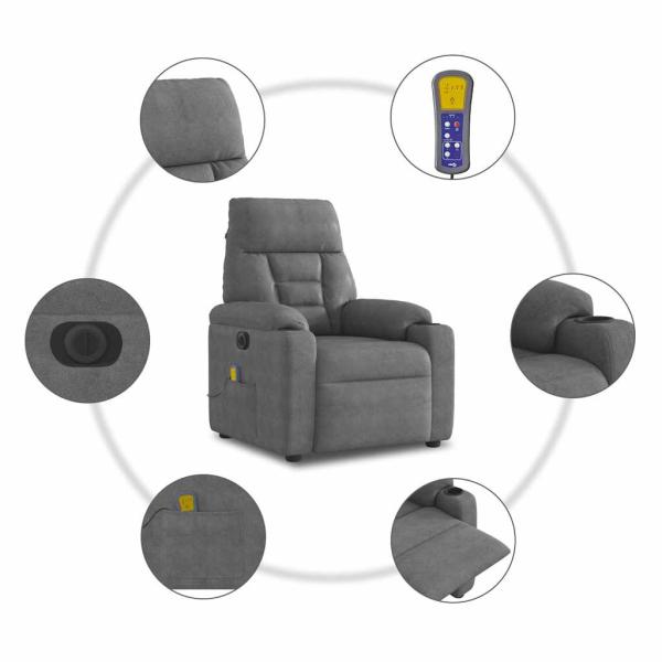 Massagesessel Elektrisch Dunkelgrau Mikrofasergewebe