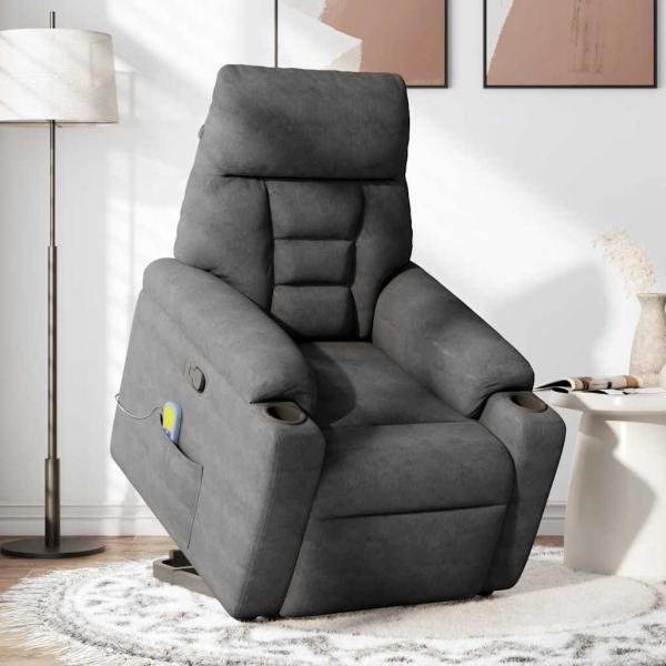 ARDEBO.de - Massagesessel mit Aufstehhilfe Dunkelgrau Mikrofasergewebe