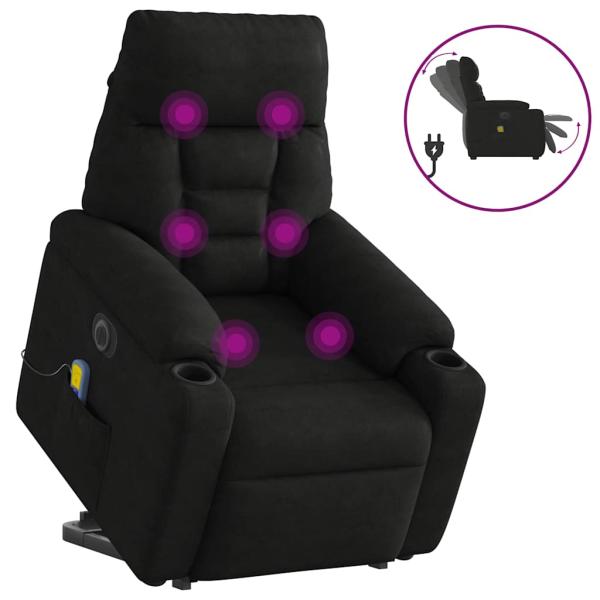 ARDEBO.de - Massagesessel Aufstehhilfe Elektrisch Schwarz Mikrofasergewebe