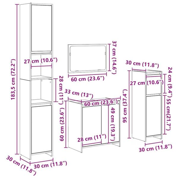 4-tlg. Badmöbel-Set Altholz-Optik Holzwerkstoff