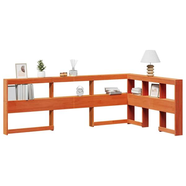ARDEBO.de - Kopfteil mit Bücherregal L-Form Wachsbraun 120 cm Massivholz