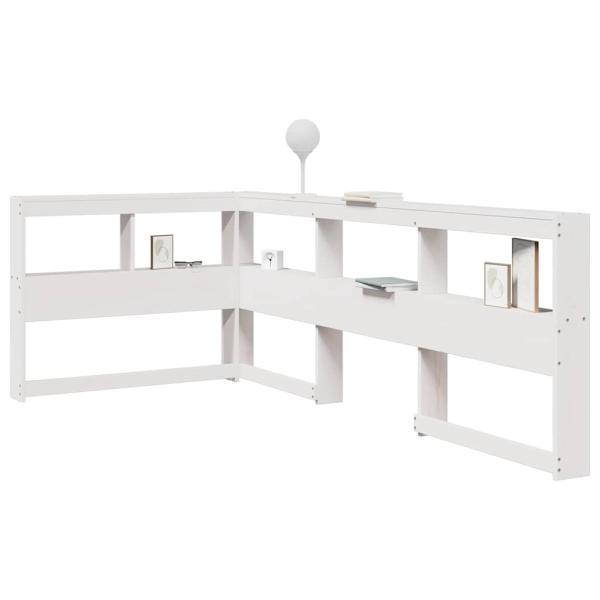 ARDEBO.de - Kopfteil mit Bücherregal L-Form Weiß 75 cm Massivholz Kiefer