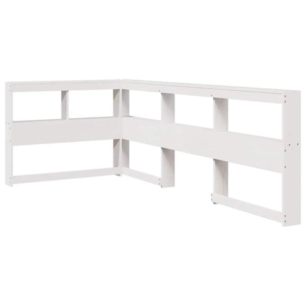 Kopfteil mit Bücherregal L-Form Weiß 75 cm Massivholz Kiefer