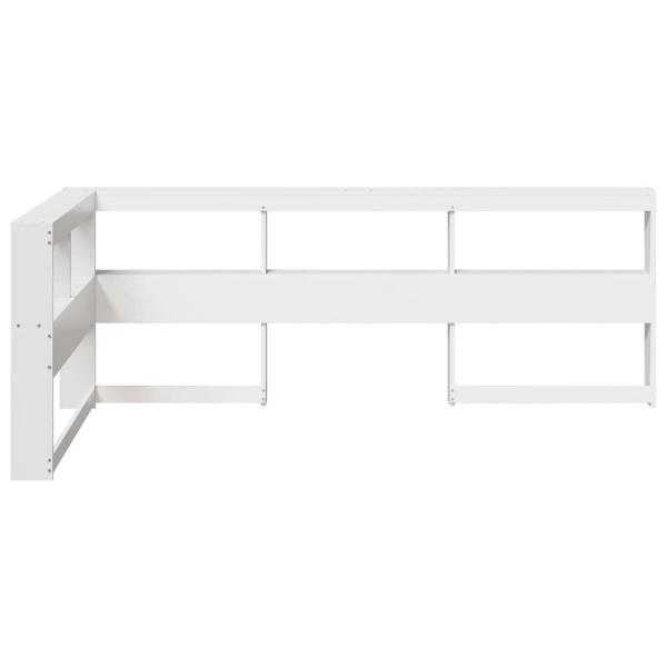 Kopfteil mit Bücherregal L-Form Weiß 75 cm Massivholz Kiefer
