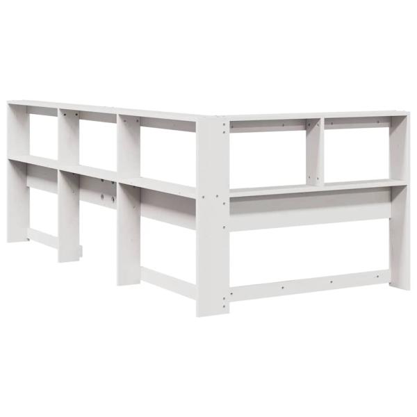 Kopfteil mit Bücherregal L-Form Weiß 75 cm Massivholz Kiefer