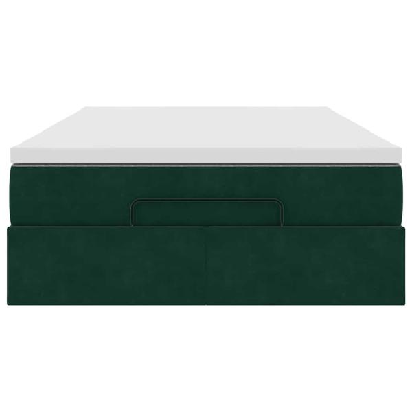 Ottoman-Bett mit Matratze Dunkelgrün 120x200 cm Samt