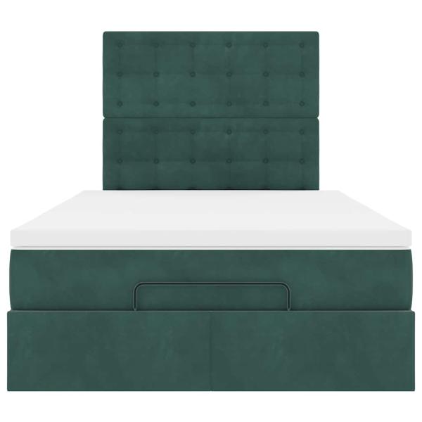 Ottoman-Bett mit Matratzen & LEDs Dunkelgrün 120x200 cm Samt