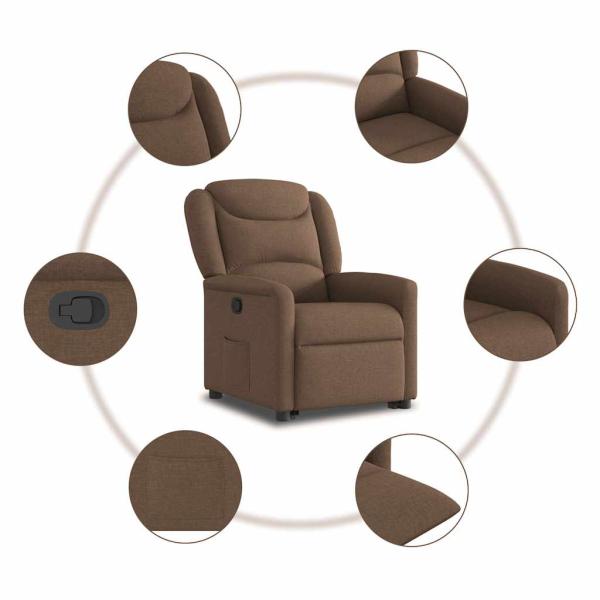 Relaxsessel mit Aufstehhilfe Braun Stoff