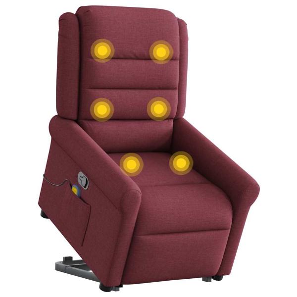 Massagesessel mit Aufstehhilfe Weinrot Stoff