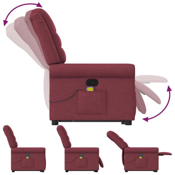 Massagesessel mit Aufstehhilfe Weinrot Stoff