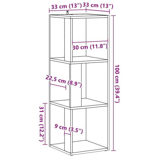 Eckregal Altholz-Optik 33x33x100 cm Holzwerkstoff