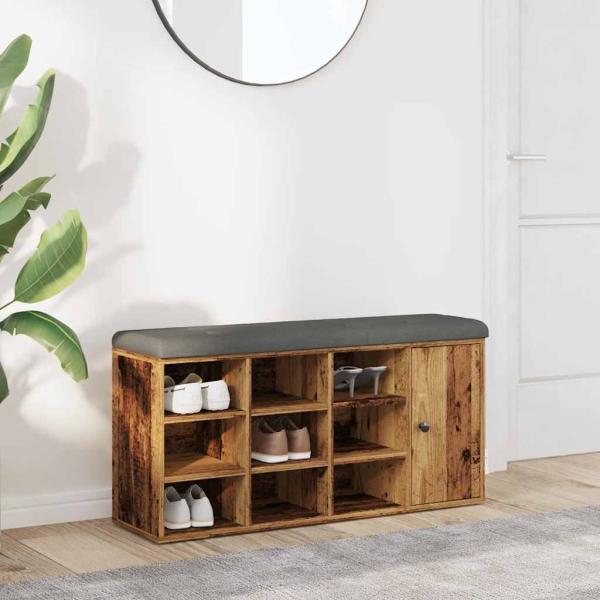 ARDEBO.de - Schuhbank Altholz-Optik 102x32x50 cm Holzwerkstoff