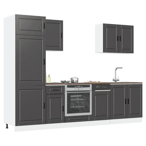 ARDEBO.de - 7-tlg. Küchenschrank-Set Kalmar Schwarz Holzwerkstoff