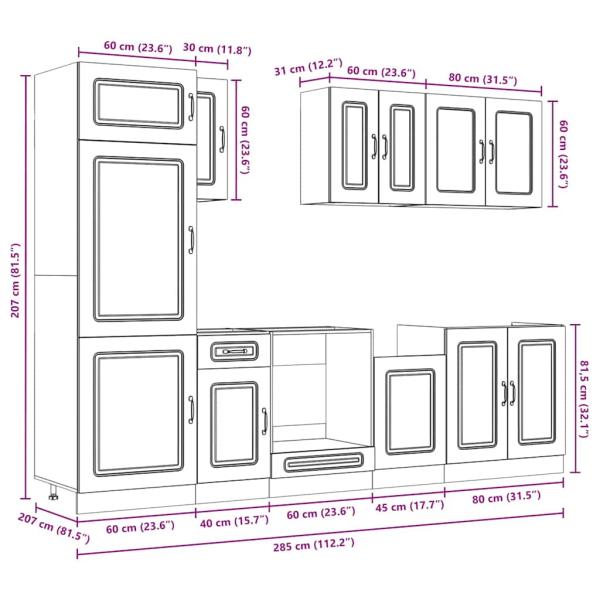 8-tlg. Küchenschrank-Set Kalmar Räuchereiche Holzwerkstoff