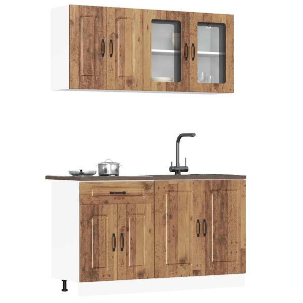 ARDEBO.de - 4-tlg. Küchenschrank-Set Kalmar Altholz-Optik Holzwerkstoff