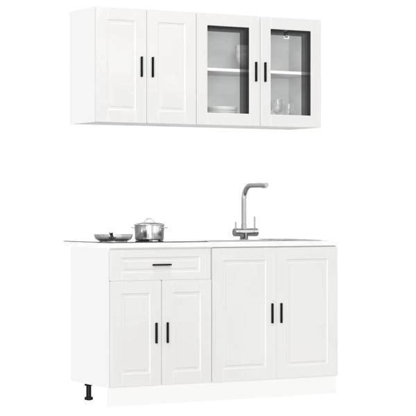 ARDEBO.de - 4-tlg. Küchenschrank-Set Kalmar Hochglanz-Weiß Holzwerkstoff