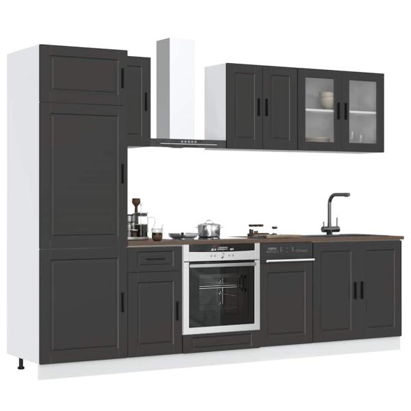 ARDEBO.de - 8-tlg. Küchenschrank-Set Kalmar Schwarz Holzwerkstoff