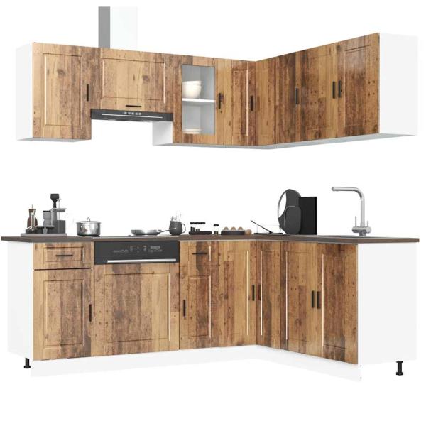 ARDEBO.de - 11-tlg. Küchenschrank-Set Porto Altholz-Optik Holzwerkstoff