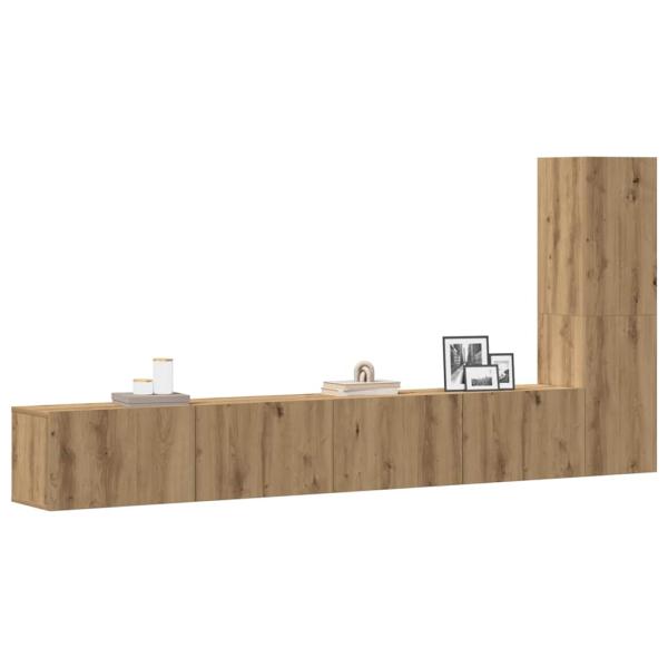 ARDEBO.de - 3-tlg. TV-Schrank-Set Wandmontage Artisan-Eiche Holzwerkstoff