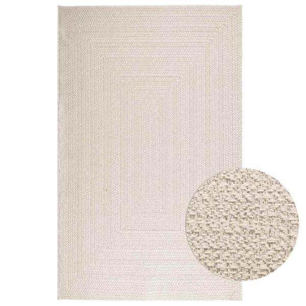 ARDEBO.de - Teppich ZIZUR Creme 160x230 cm Jute-Optik Indoor und Outdoor
