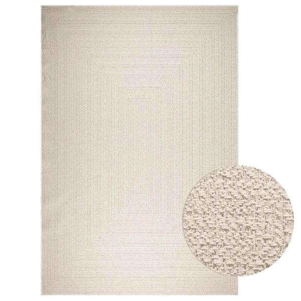ARDEBO.de - Teppich ZIZUR Creme 240x340 cm Jute-Optik Indoor und Outdoor