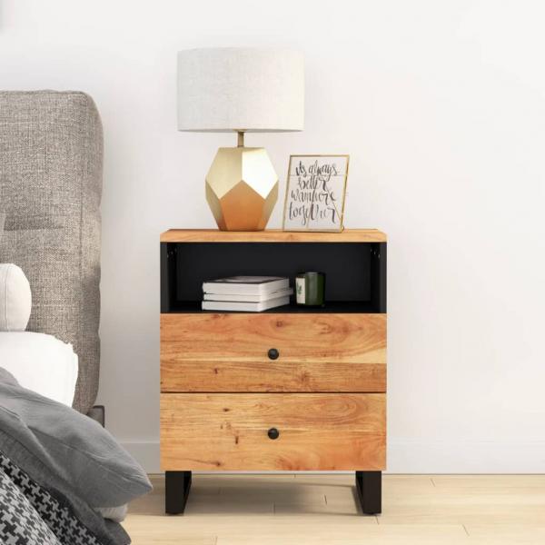 ARDEBO.de - Nachttisch 50x33x62 cm Massivholz Akazie & Holzwerkstoff