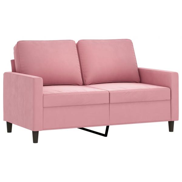 3-tlg. Sofagarnitur mit Kissen Rosa Samt