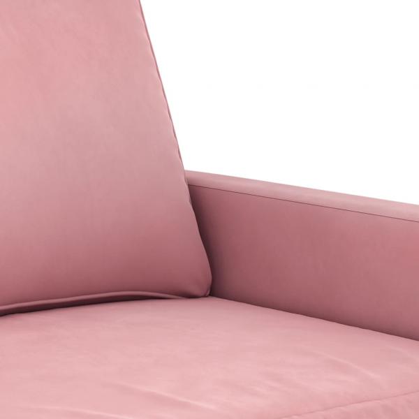 3-tlg. Sofagarnitur mit Kissen Rosa Samt