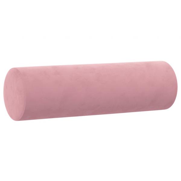 3-tlg. Sofagarnitur mit Kissen Rosa Samt