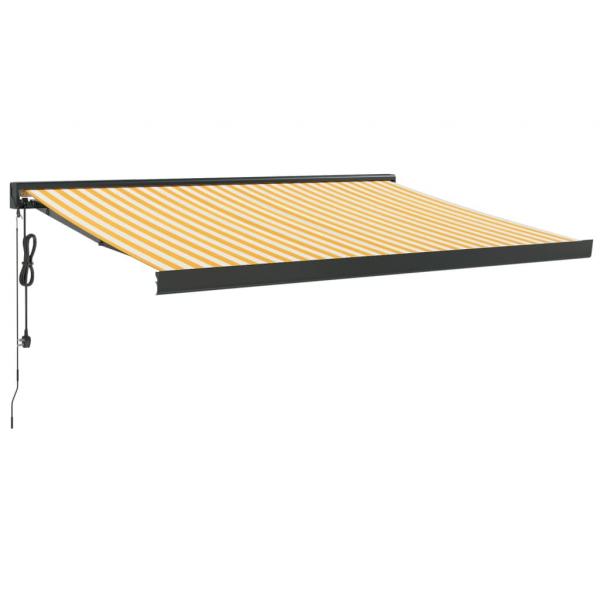 Markise Einziehbar Gelb und Weiß 3,5x2,5 m Stoff und Aluminium