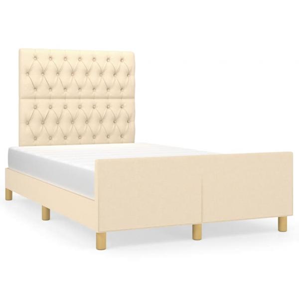 ARDEBO.de - Bettgestell ohne Matratze Creme 120x190 cm Stoff