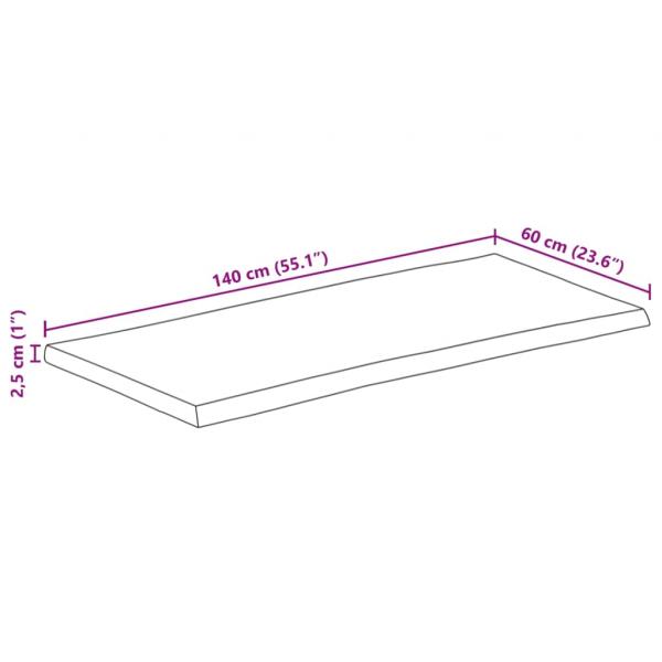 Tischplatte 140x60x2,5cm Rechteckig Massivholz Akazie Baumkante