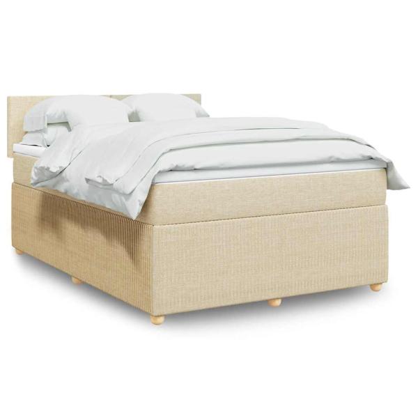 ARDEBO.de - Boxspringbett mit Matratze Creme 140x190 cm Stoff