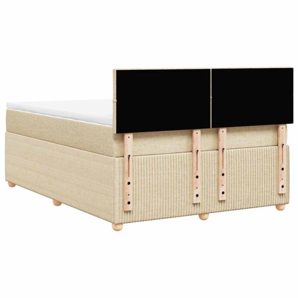 ARDEBO.de - Boxspringbett mit Matratze Creme 140x190 cm Stoff