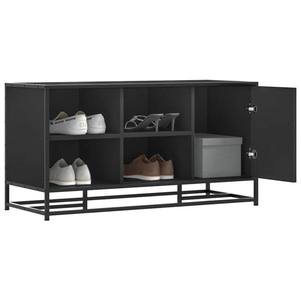 ARDEBO.de - Schuhbank Schwarz 100x40x53,5 cm Holzwerkstoff und Metall