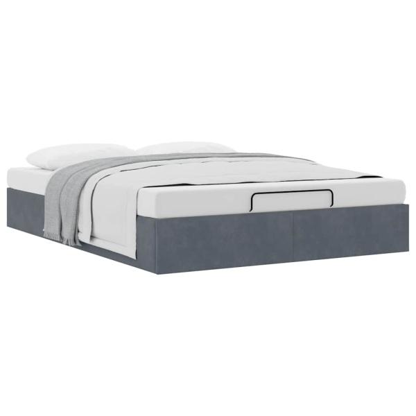 Ottoman-Bett ohne Matratze Dunkelgrau 140x190 cm Samt