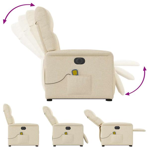 Elektrischer Massagesessel mit Aufstehhilfe Creme Stoff