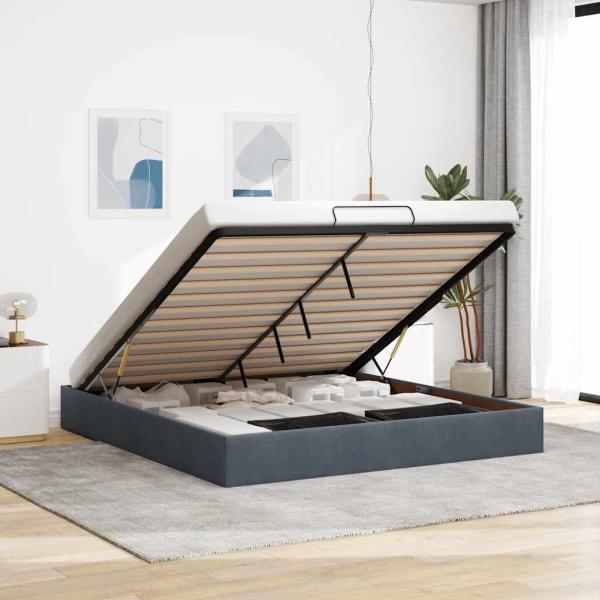 ARDEBO.de - Ottoman-Bett ohne Matratze Dunkelgrau 160x200 cm Samt