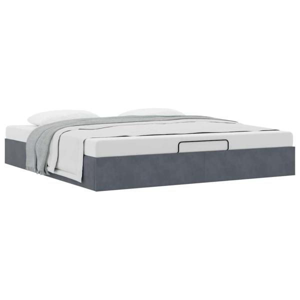 Ottoman-Bett ohne Matratze Dunkelgrau 160x200 cm Samt