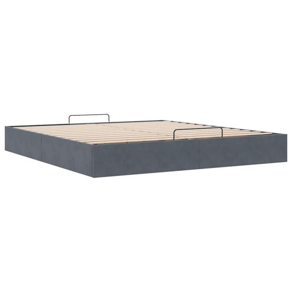 Ottoman-Bett ohne Matratze Dunkelgrau 160x200 cm Samt