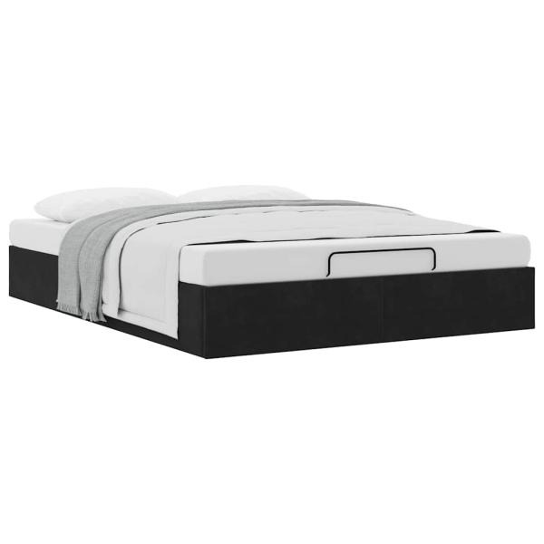 Ottoman-Bett ohne Matratze Schwarz 140x200 cm Samt