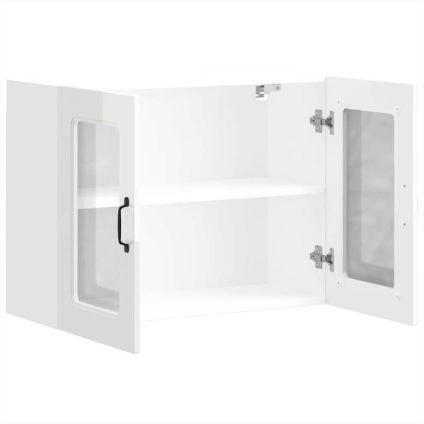 Küchen-Hängeschrank mit Glastür Hochglanz-Weiß Holzwerkstoff