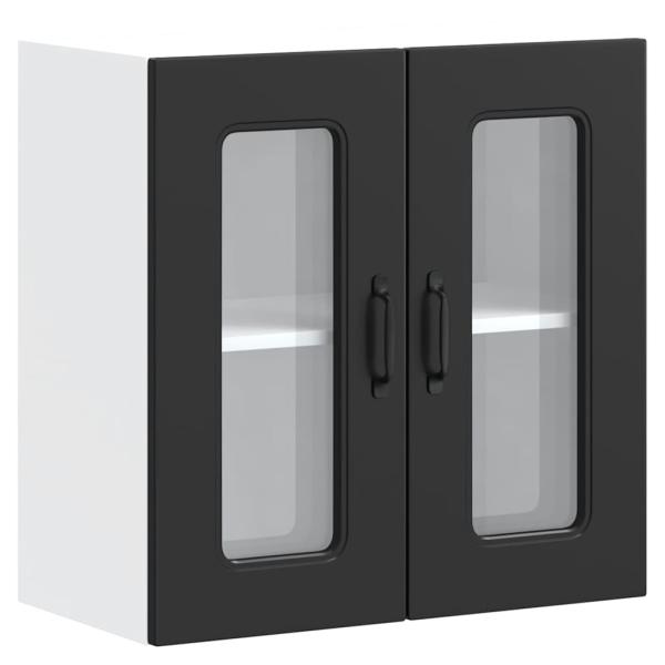 Küchen-Hängeschrank mit Glastür Kalmar Schwarz Holzwerkstoff