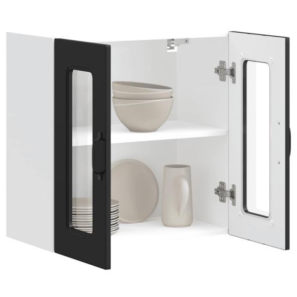 Küchen-Hängeschrank mit Glastür Kalmar Schwarz Holzwerkstoff