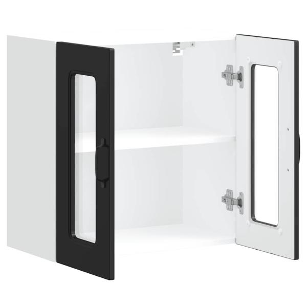 Küchen-Hängeschrank mit Glastür Kalmar Schwarz Holzwerkstoff