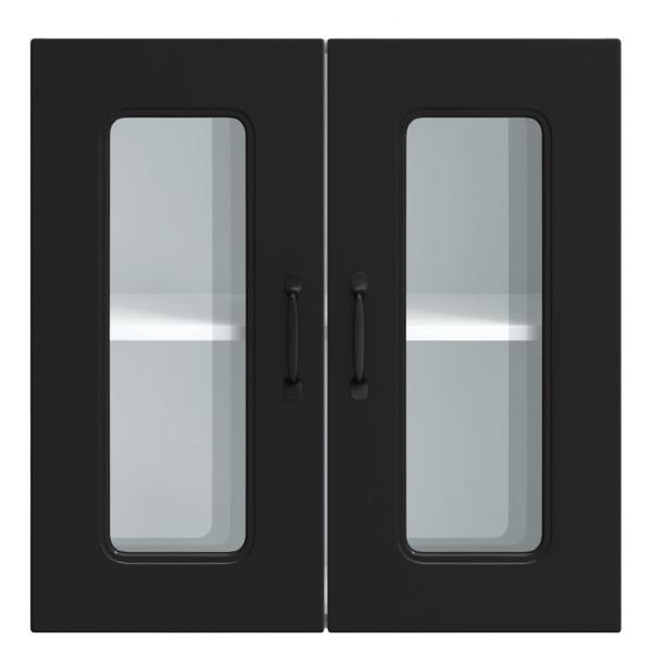 Küchen-Hängeschrank mit Glastür Kalmar Schwarz Holzwerkstoff