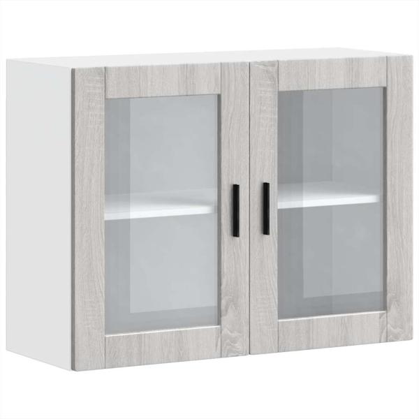 ARDEBO.de - Küchen-Hängeschrank mit Glastür Porto Grau Sonoma