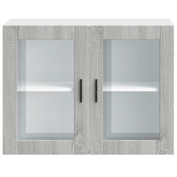 Küchen-Hängeschrank mit Glastür Porto Grau Sonoma